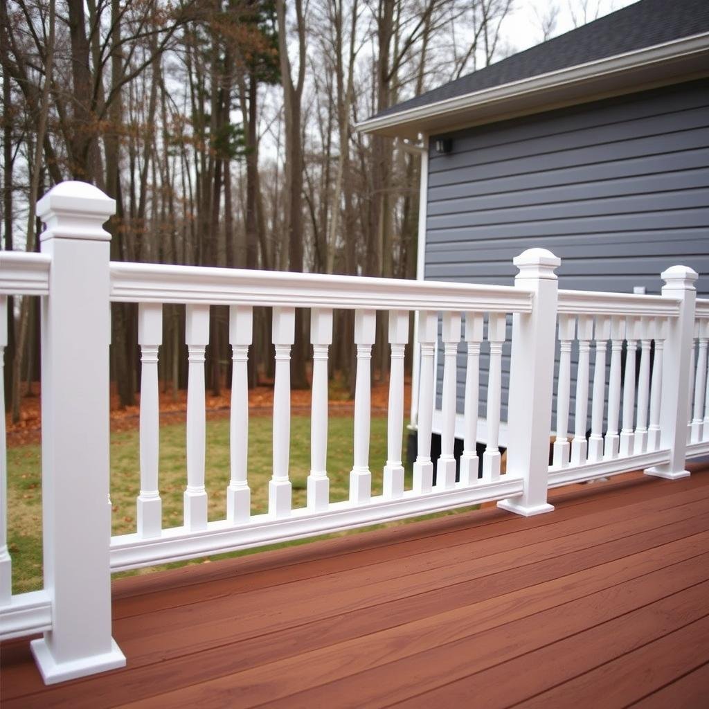 Composite deck in Tega Cay SC with old wood railings blocking the lake view.