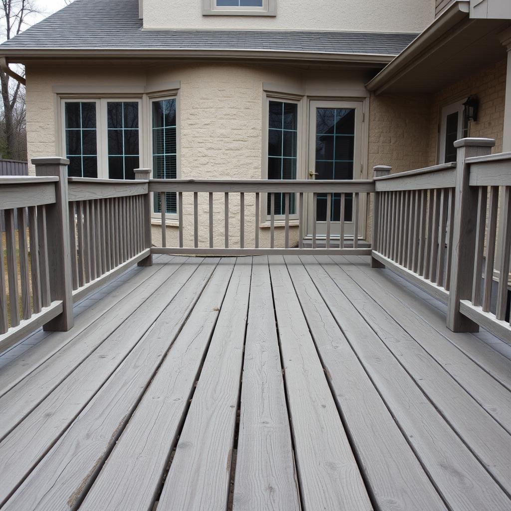 Cracked composite deck in Ballantyne Charlotte NC before premium Trex Transcend rebuild.